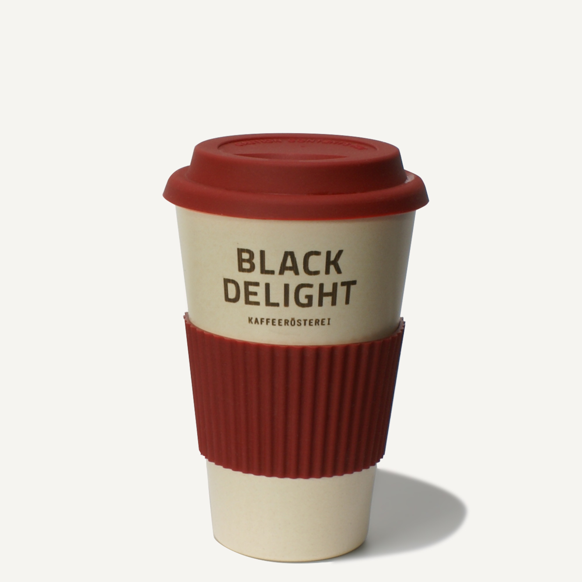 Bambusbecher mit Black Delight Logo Bordeaux