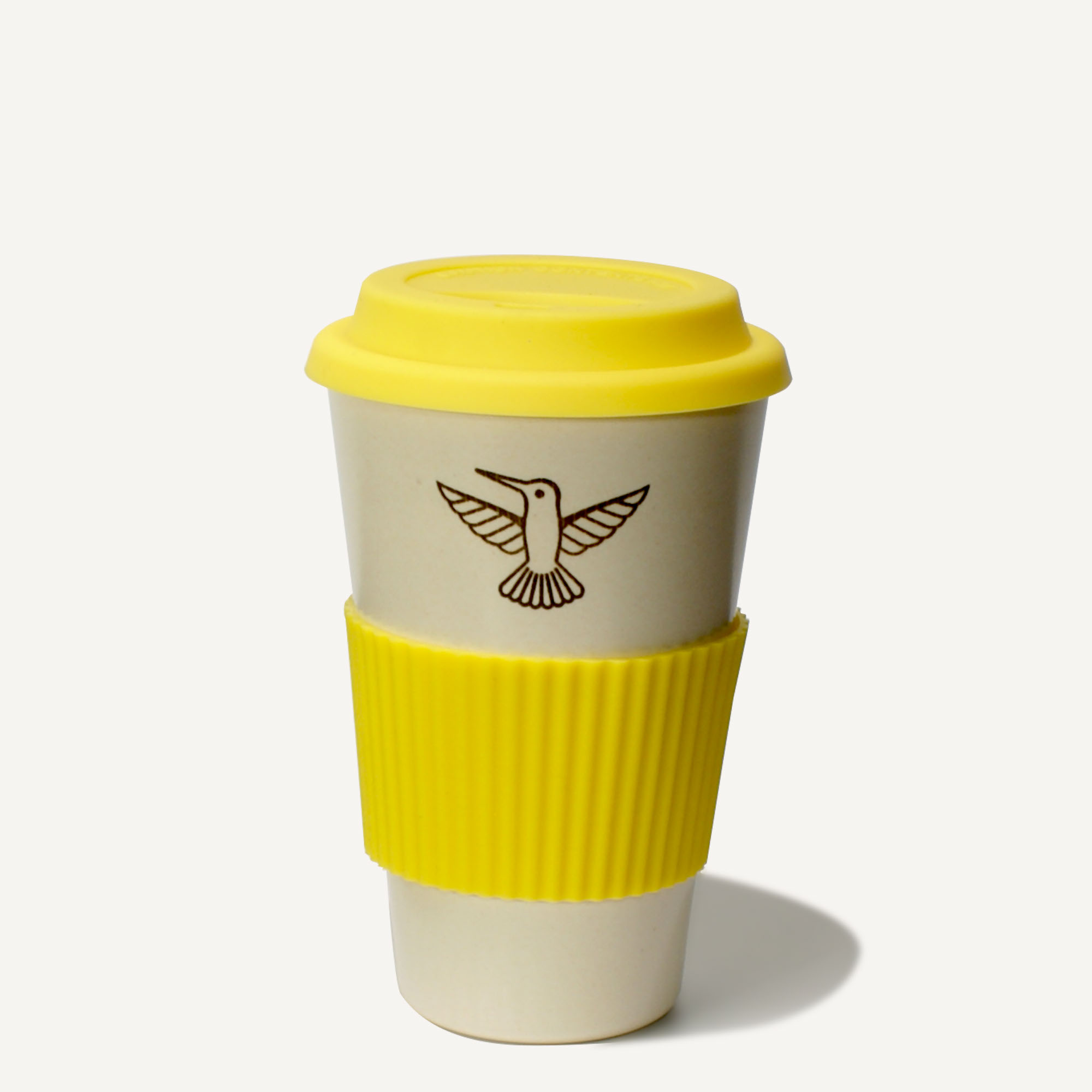 Bambusbecher mit Black Delight Logo Gelb