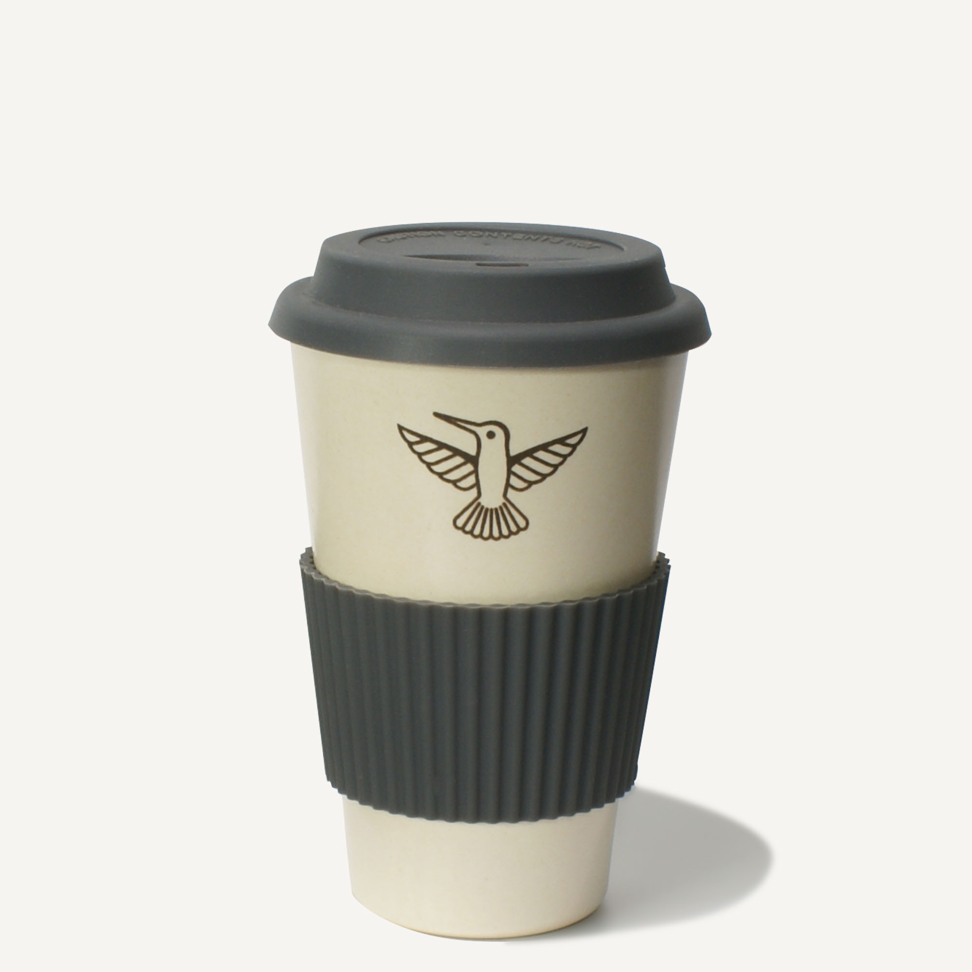 Bambusbecher mit Black Delight Logo Grau