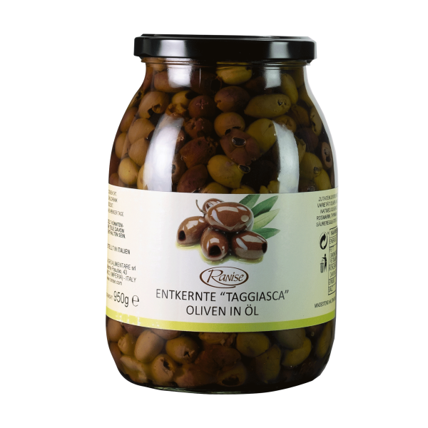 Taggiasca-Oliven mit Kräutern, entsteint  950g